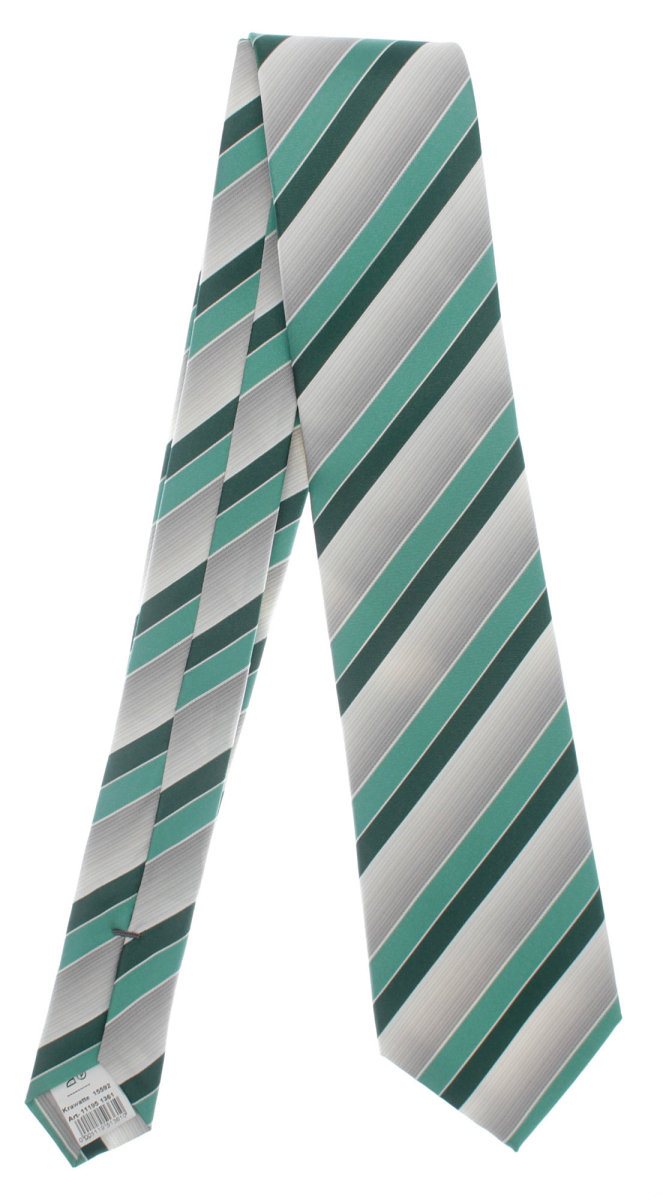 Krawatte Seide grau Binder gestreift Schlips grün