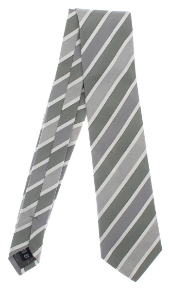 Krawatte Seide Schlips Binder gestreift grün grau
