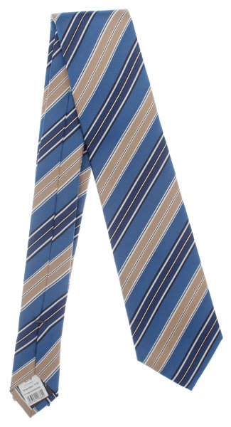 Krawatte Seide 146cm/8cm  gestreift blau braun Schlips Binder Tie